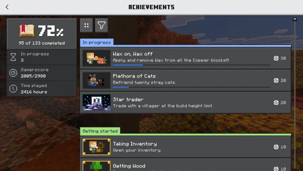 도전 과제 (Minecraft Wiki 게임 렌더)