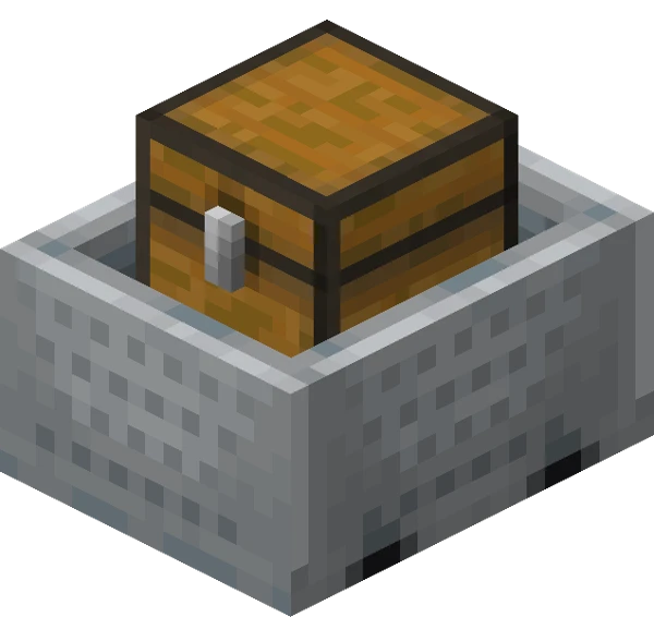 상자가 실린 광산 수레 (Minecraft Wiki 게임 렌더)