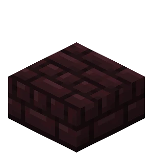 네더 벽돌 반 블록 (Minecraft Wiki 게임 렌더)