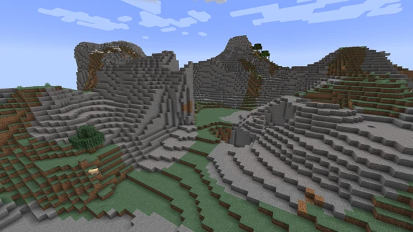바람이 세찬 자갈투성이 언덕 (Minecraft Wiki 게임 렌더)