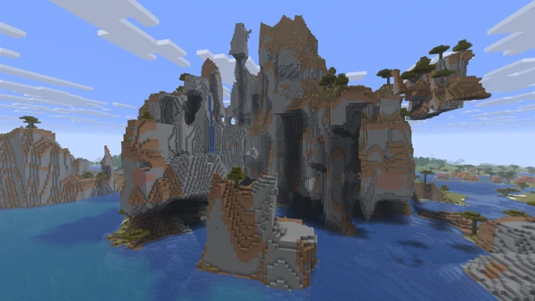 바람이 세찬 사바나 (Minecraft Wiki 게임 렌더)