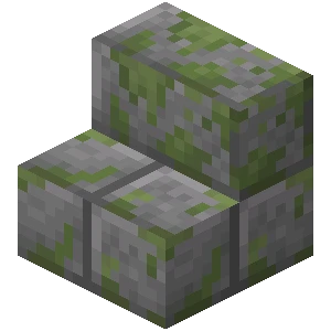 이끼 낀 석재 벽돌 계단 (Minecraft Wiki 게임 렌더)