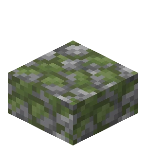 이끼 낀 조약돌 반 블록 (Minecraft Wiki 게임 렌더)