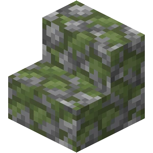 이끼 낀 조약돌 계단 (Minecraft Wiki 게임 렌더)