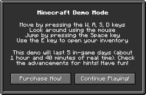 체험판 모드 (Minecraft Wiki 게임 렌더)